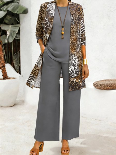 

Women Floral Matching Outfit Daily Long Sleeve Casual Spring/Fall Top With Pants Matching Set, As picture, Sets