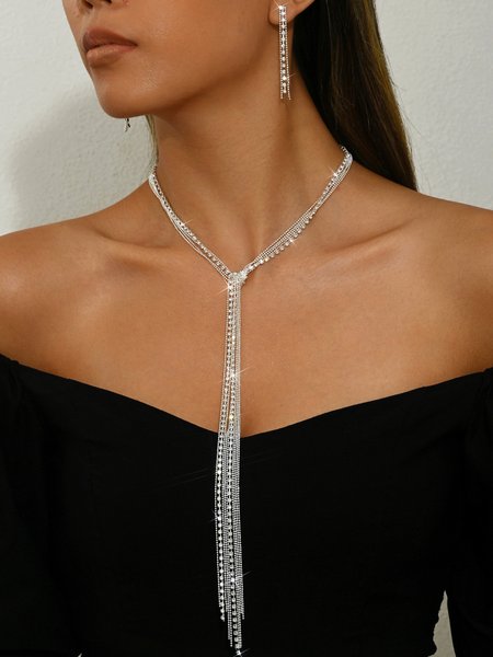 Elegant Plain Necklace And Earring Set