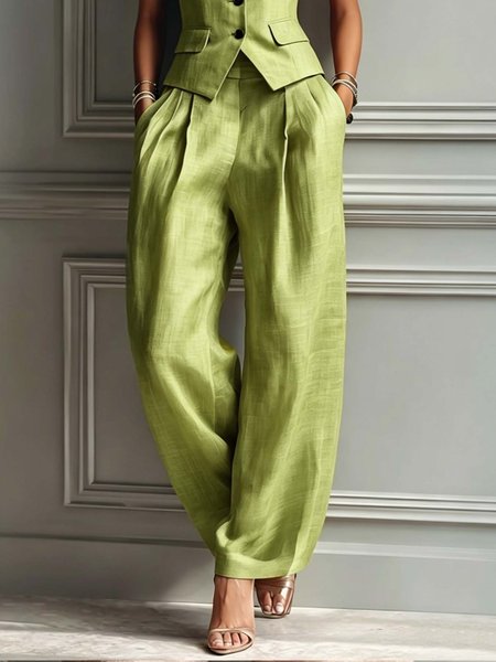 Casual Plain Straight Pants