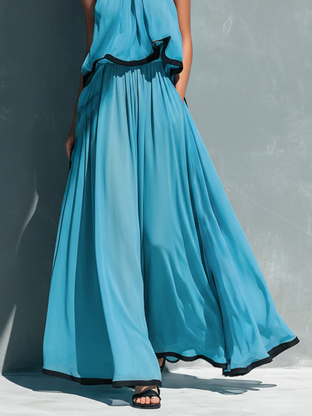 Vacation Color Block Maxi Skirt