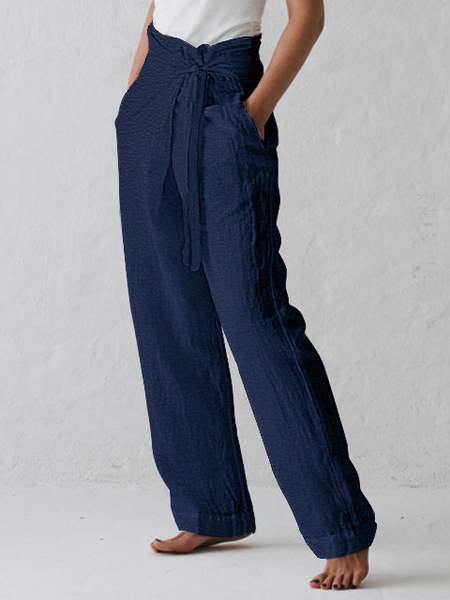 

Women Plain Long Pants Casual Spring/Fall Trousers, Dark_blue, Pants