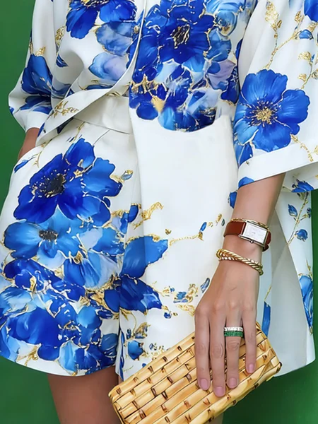 Elegant Floral Printing Straight Pants Shorts