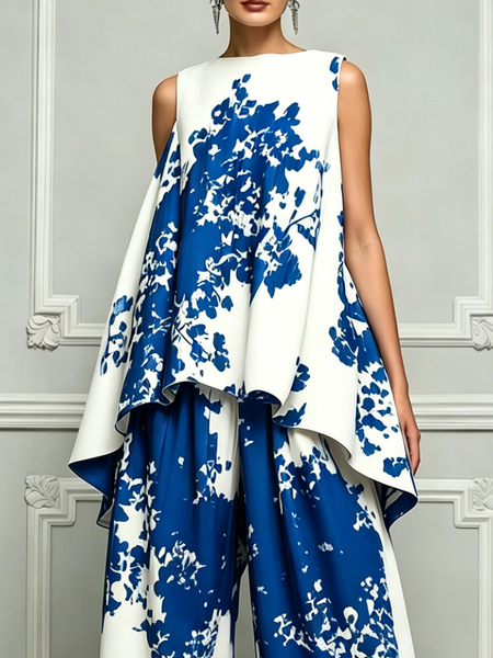 

Urban Floral Printing Boat Neck Blouse, As picture, Blouses and Shirts