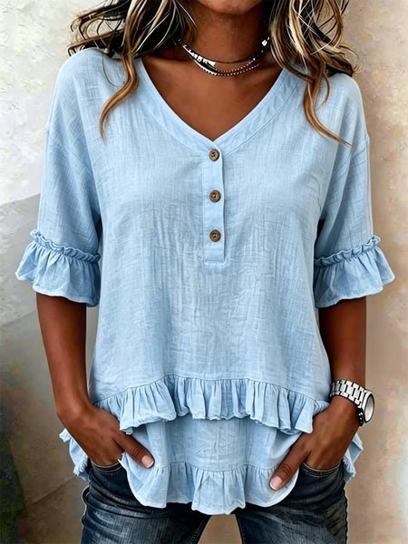 

Vintage Plain Half Sleeve T-shirt, Blue, T-shirts
