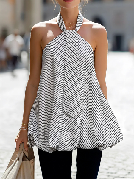 Urban Striped Halter Neck Blouse