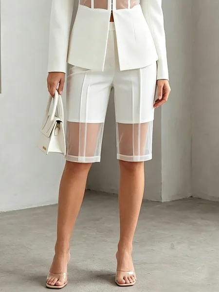 Urban Plain Split Joint Straight Shorts Pants