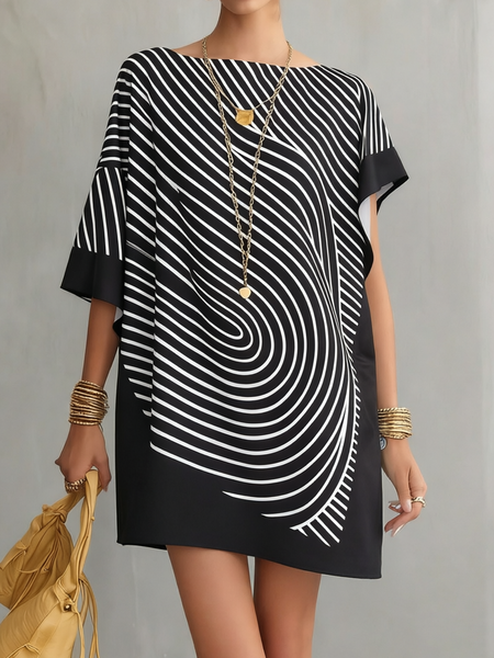 

Casual Geometric Off The Shoulder Mini Dress, As picture, Mini Dresses