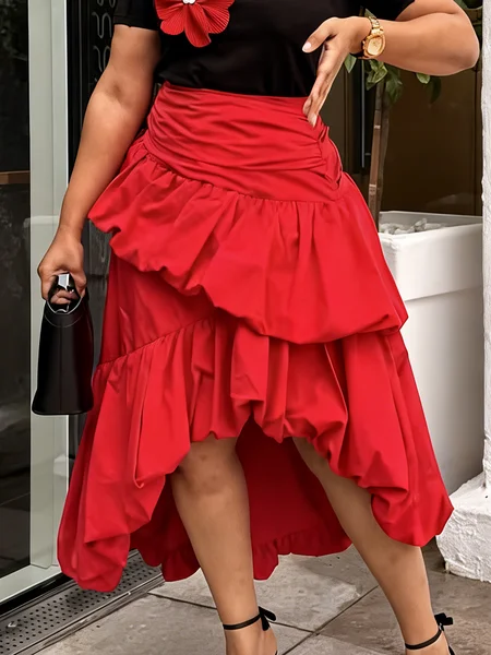 Casual Plain Midi Skirt