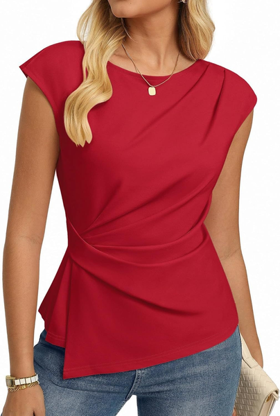 Casual Plain Crew Neck Sleeveless T-shirt