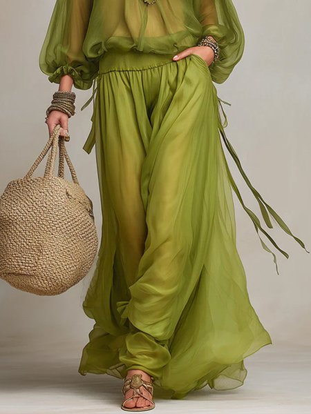 Casual Plain Loosen Maxi Skirt