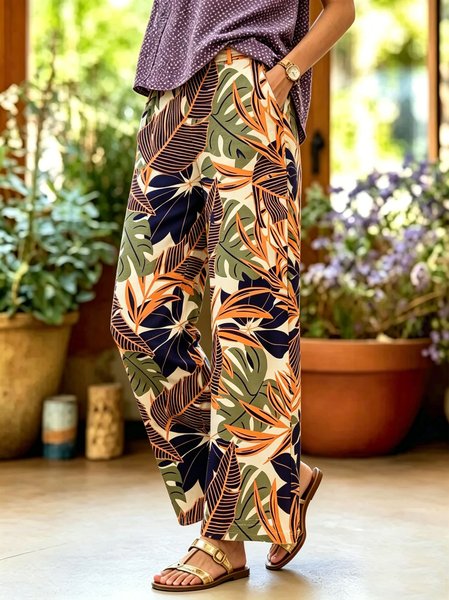 

Women Tropical Long Pants Casual Spring/Fall Trousers, As picture, Pants