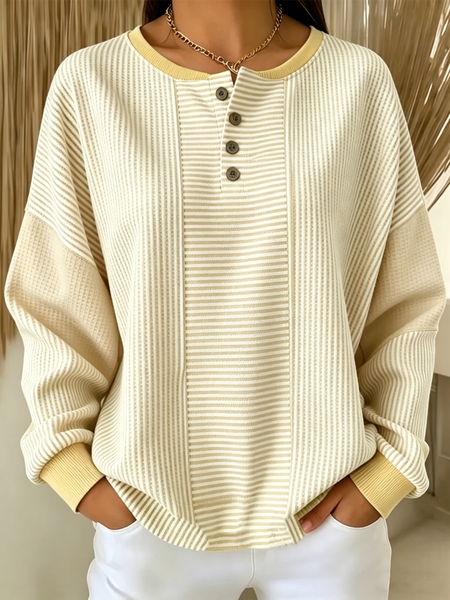 

Casual Striped Sweatshirt, Beige, Hoodies & Sweatshirts