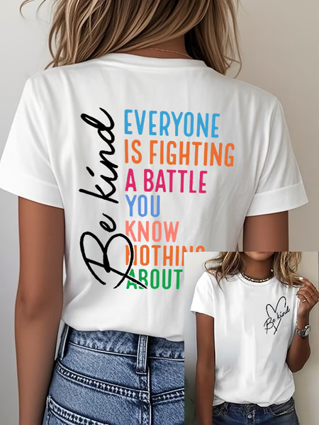 

Casual Text Letters Crew Neck Short Sleeve T-shirt, White, T-shirts