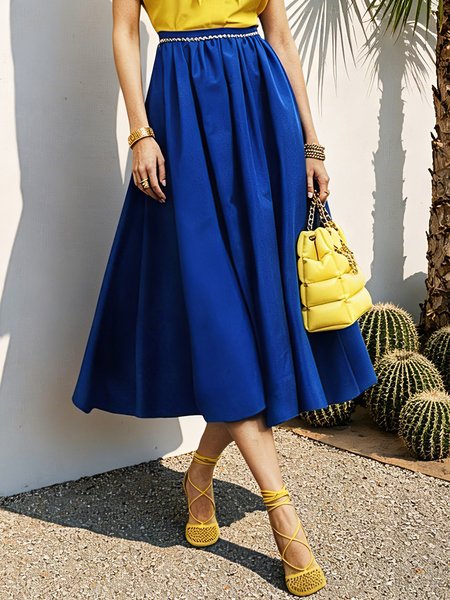 Urban Rhinestones Plain Midi Skirt
