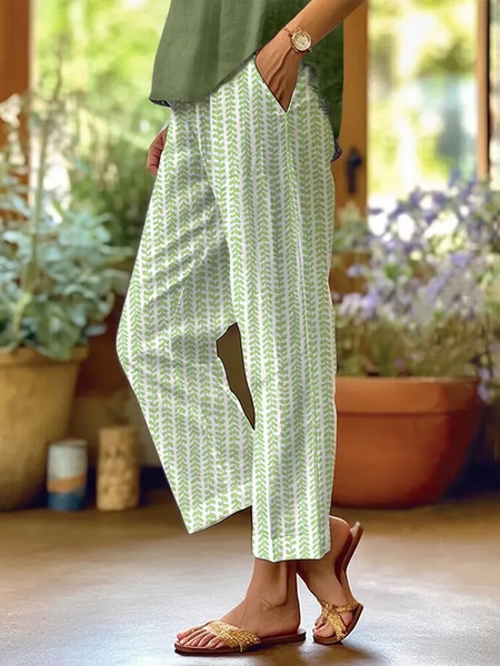 

Women Abstract Long Pants Casual Spring/Fall Trousers, Green, Pants