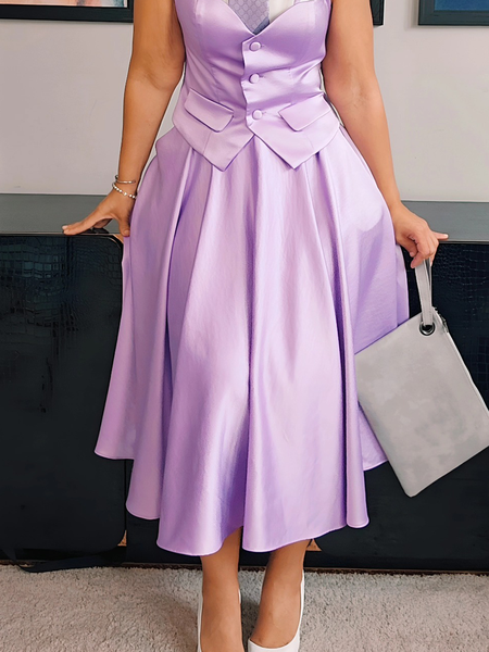 Elegant Plain Midi Skirt