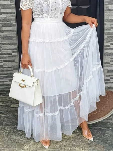 Elegant Split Joint Plain Maxi Skirt