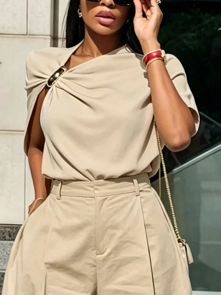 Urban Plain Asymmetric Blouse