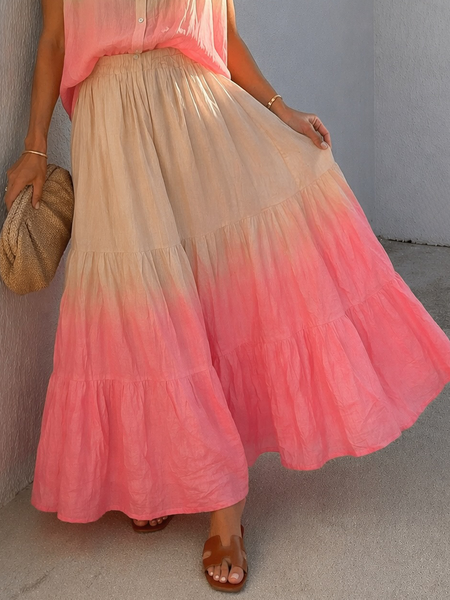 

Vacation Gradient Maxi Skirt, As picture, Skirts