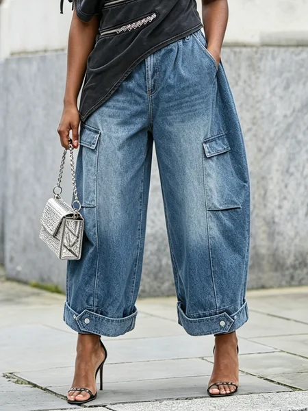 

Urban Loose Plain Denim Jeans, Denim blue, Jeans