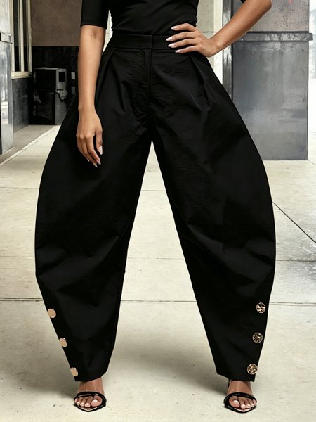 Urban Plain Buttoned Pants