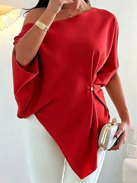 Urban Plain Buttoned Blouse