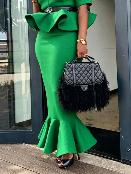Elegant Plain Maxi Mermaid Skirt 1 Elegant Plain Maxi Mermaid Skirt