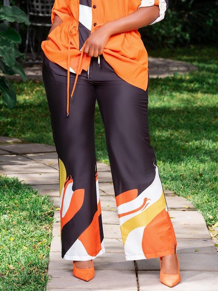 

Casual Random Print Printing Straight Pants, As picture, Pants
