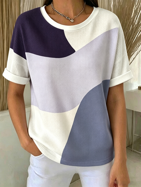 

Vintage Striped Short Sleeve T-shirt, Blue purple, T-shirts