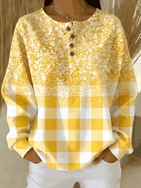 Casual Gradient Pattern Sweatshirt, Yellow, Hoodies & Sweatshirts