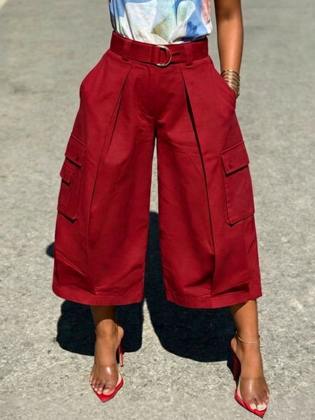 Stylewe – Casual Plain Pocket Stitching Cargo Pants Pant With No Belt