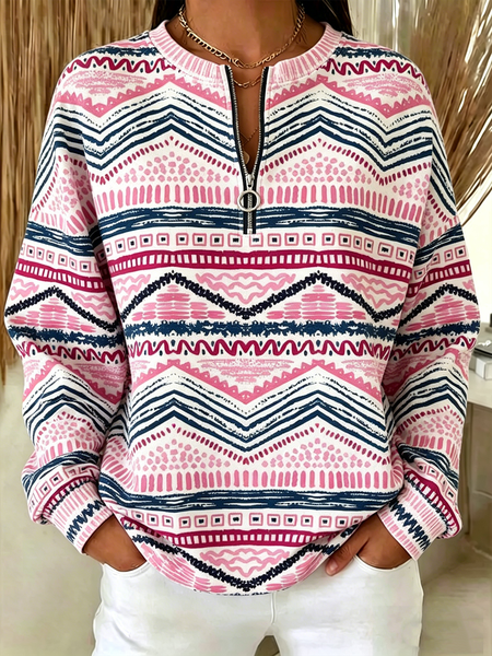 

Vintage Crew Neck Striped Sweatshirt, Pink, Hoodies & Sweatshirts