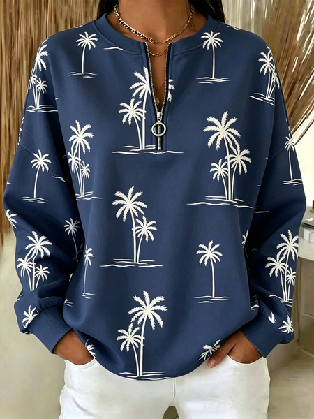 

Vintage Crew Neck Coconut Tree Sweatshirt, Navyblue, Hoodies & Sweatshirts