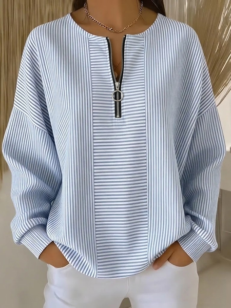 

Vintage Crew Neck Striped Sweatshirt, Blue, Hoodies & Sweatshirts