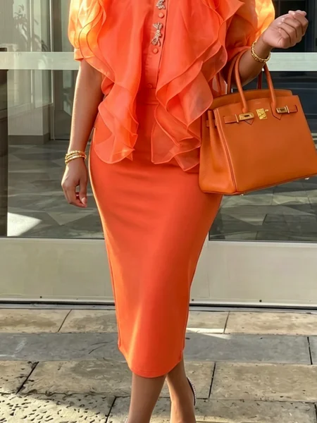Elegant Plain Midi Skirt