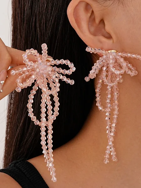 

Vacation-Style Floral Tassel Earrings, Pink, Earrings