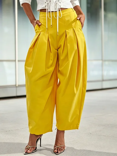 Urban Plain Ruched Turnip Pants