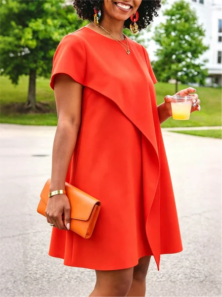 Urban Plain Knee Length Dress
