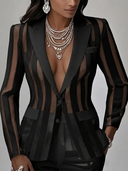 Urban Plain Lapel Collar Blazer
