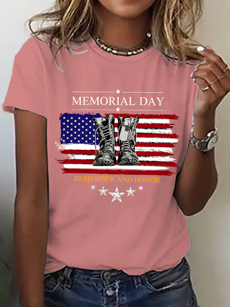 Vintage Text Letters Crew Neck Short Sleeve T-shirt