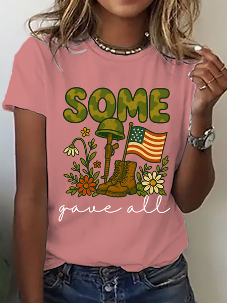 Vintage Text Letters Crew Neck Short Sleeve T-shirt