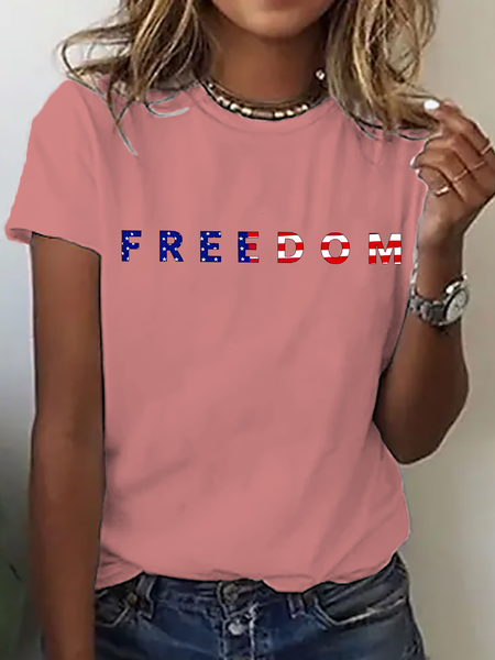 

Vintage Text Letters Crew Neck Short Sleeve T-shirt, Orange pink, T-shirts