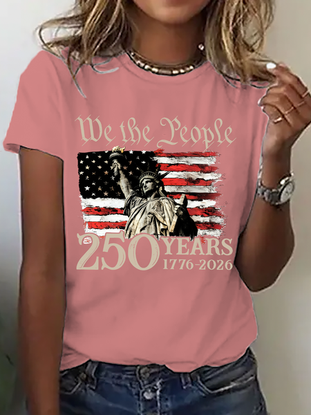 Vintage America Flag Crew Neck Short Sleeve T-shirt