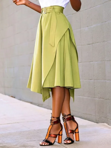 Urban Grommets Plain Midi Skirt Belt