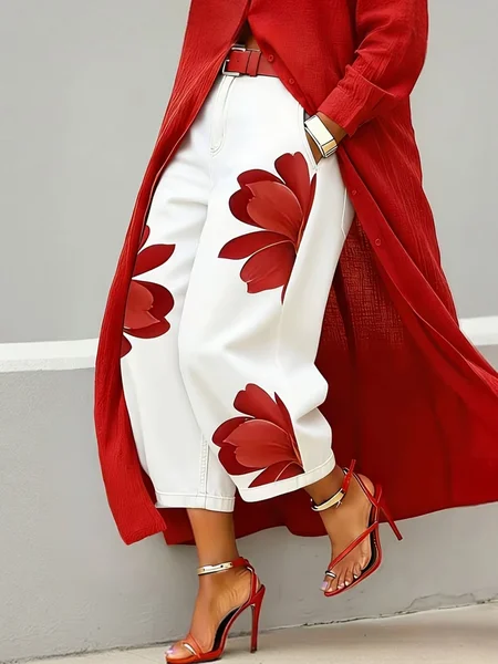 Casual Zipper Loose Bloomers Ankle Pants O-Line Daily Trousers