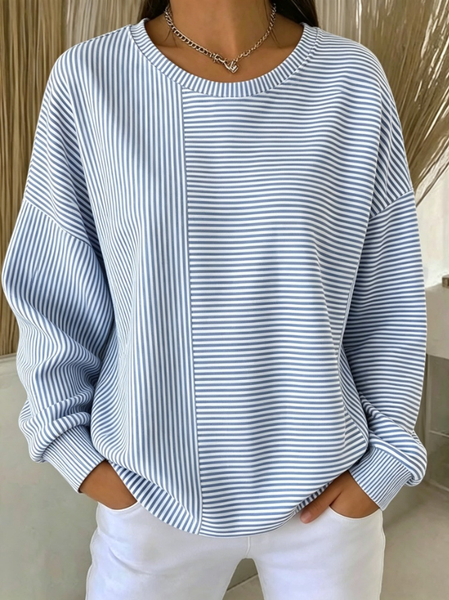 Noracora – Casual Crew Neck Striped Sweatshirt