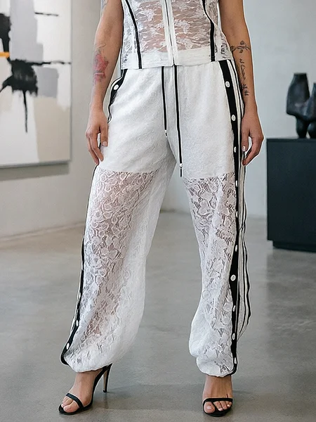 Urban Color Block Ankle Banded Pants