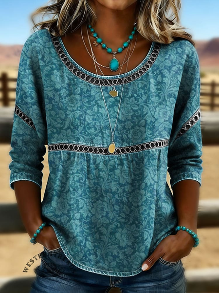 

Women Floral Crew Neck Half Sleeve Blouse Printing Casual Daily Summer Top, Green, Blouses