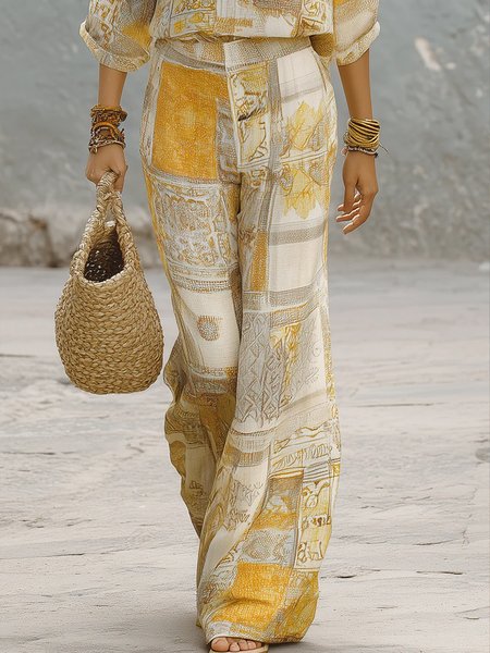 Casual Random Print Printing Straight Pants