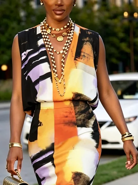Elegant Random Print Printing Blouse